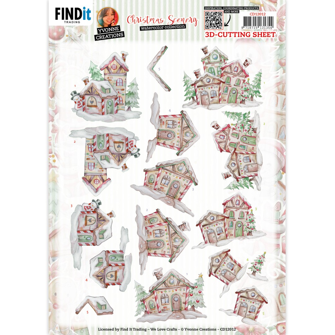 3D Cutting Sheet - Yvonne Creations - Christmas Scenery - House 3D Cutting Sheet - Yvonne Creations - Christmas Scenery - House