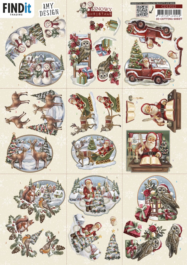 3D Cutting Sheet - Amy Design - Snowy Christmas - Mini 3D Cutting Sheet - Amy Design - Snowy Christmas - Mini