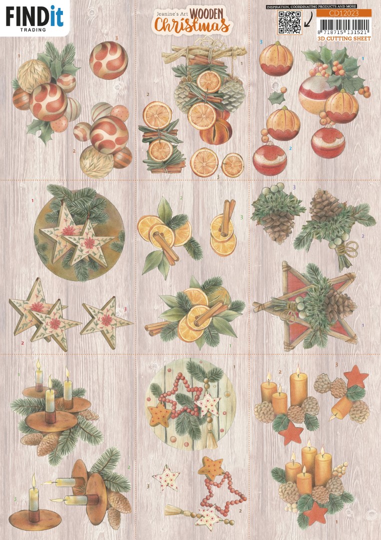 3D Cutting Sheet -Jeanine's Art - Wooden Christmas - Mini 3D Cutting Sheet -Jeanine's Art - Wooden Christmas - Mini