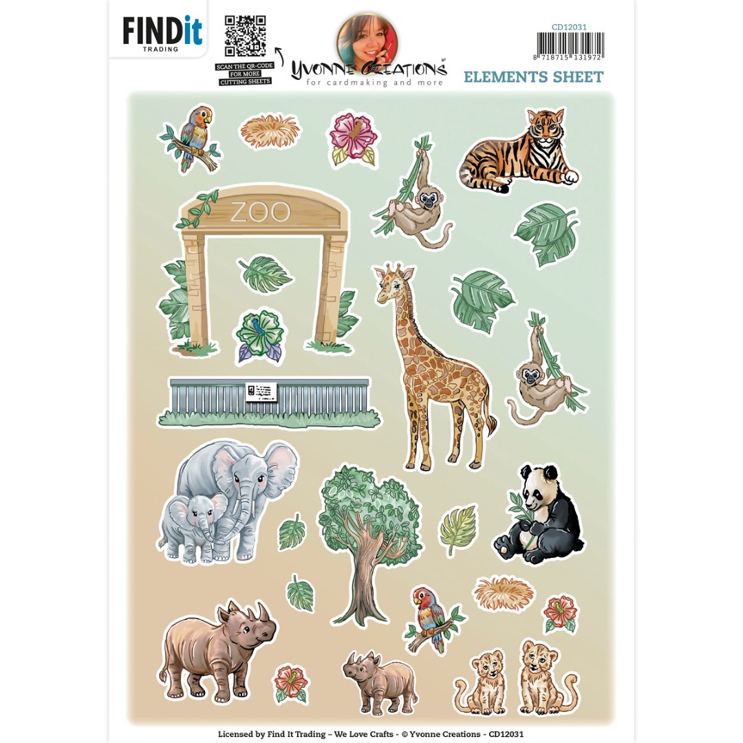 Cutting Sheet - Yvonne Creations - Small Elements Zoo A Cutting Sheet - Yvonne Creations - Small Elements Zoo A