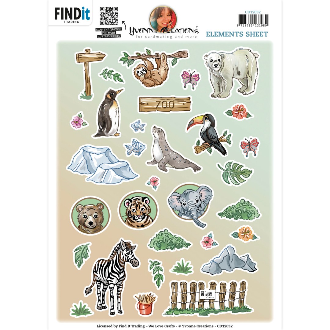 Cutting Sheet - Yvonne Creations - Small Elements Zoo B Cutting Sheet - Yvonne Creations - Small Elements Zoo B