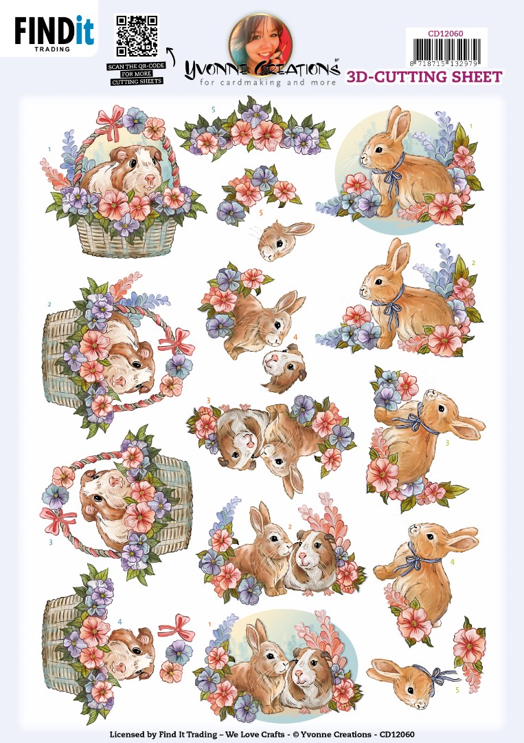 3D Cutting Sheet - Yvonne Creations - Pets Bunny 3D Cutting Sheet - Yvonne Creations - Pets Bunny
