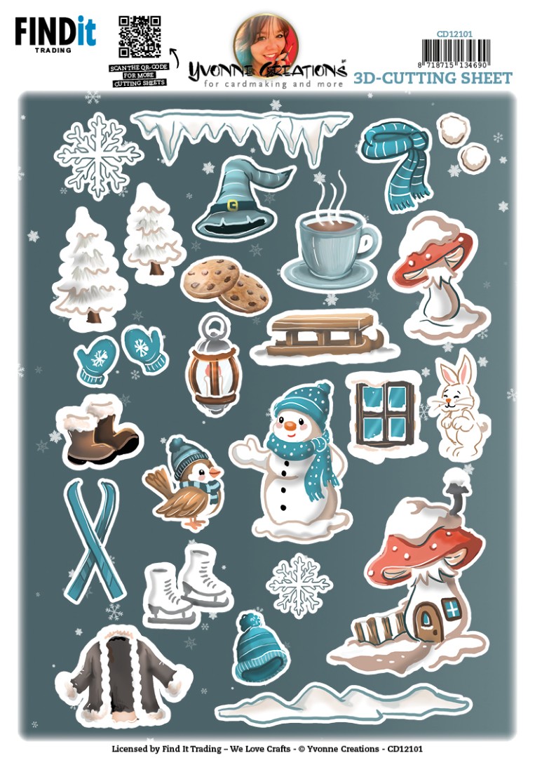 Cutting Sheet - Yvonne Creations - Small Elements Winter Gnomes