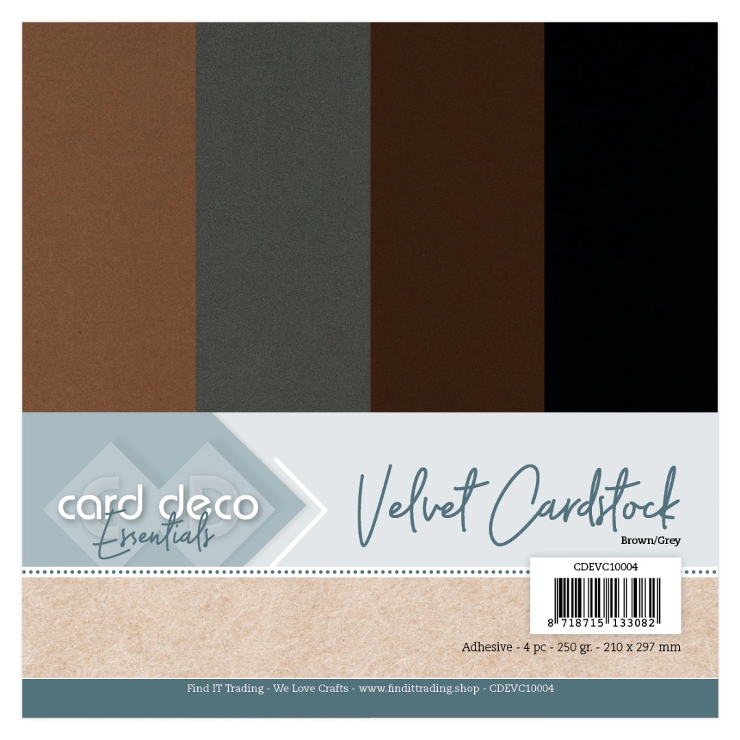 Card Deco Essentials - Velvet, Velours, Fluweel en zelfklevend Karton Brown/Grey