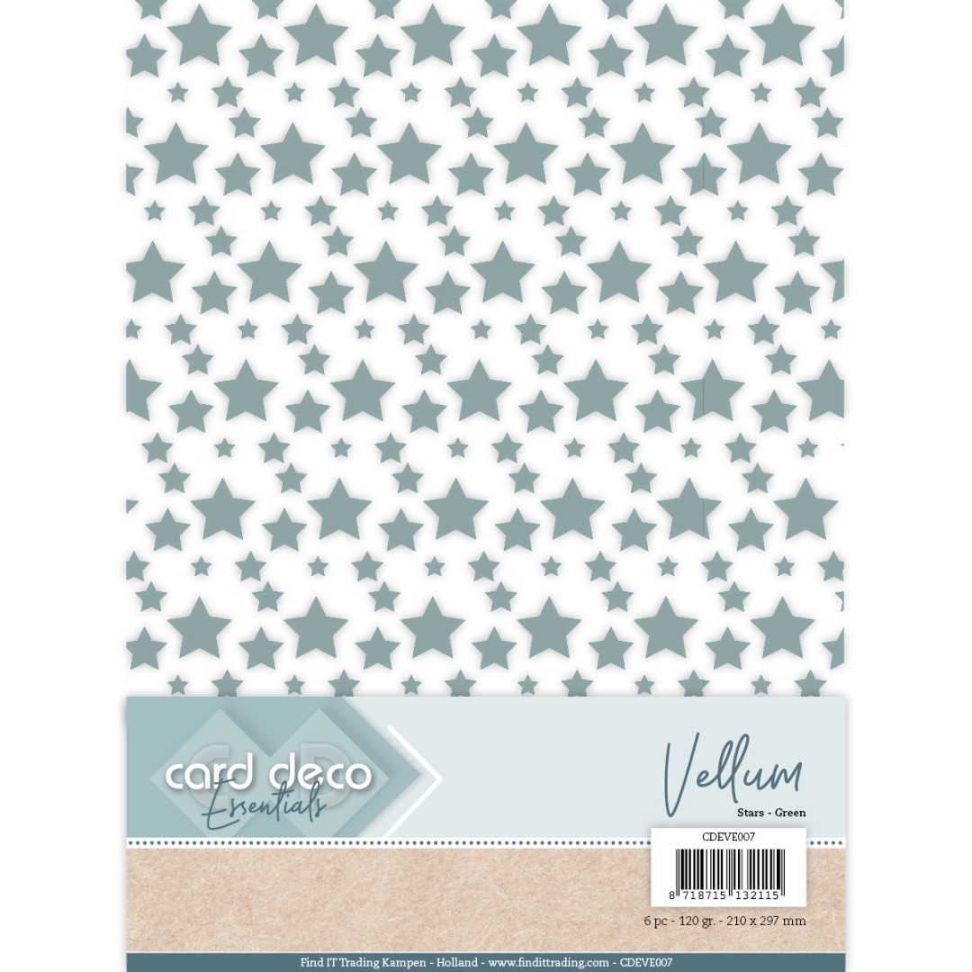 Card Deco Essentials - Vellum - Stars Green