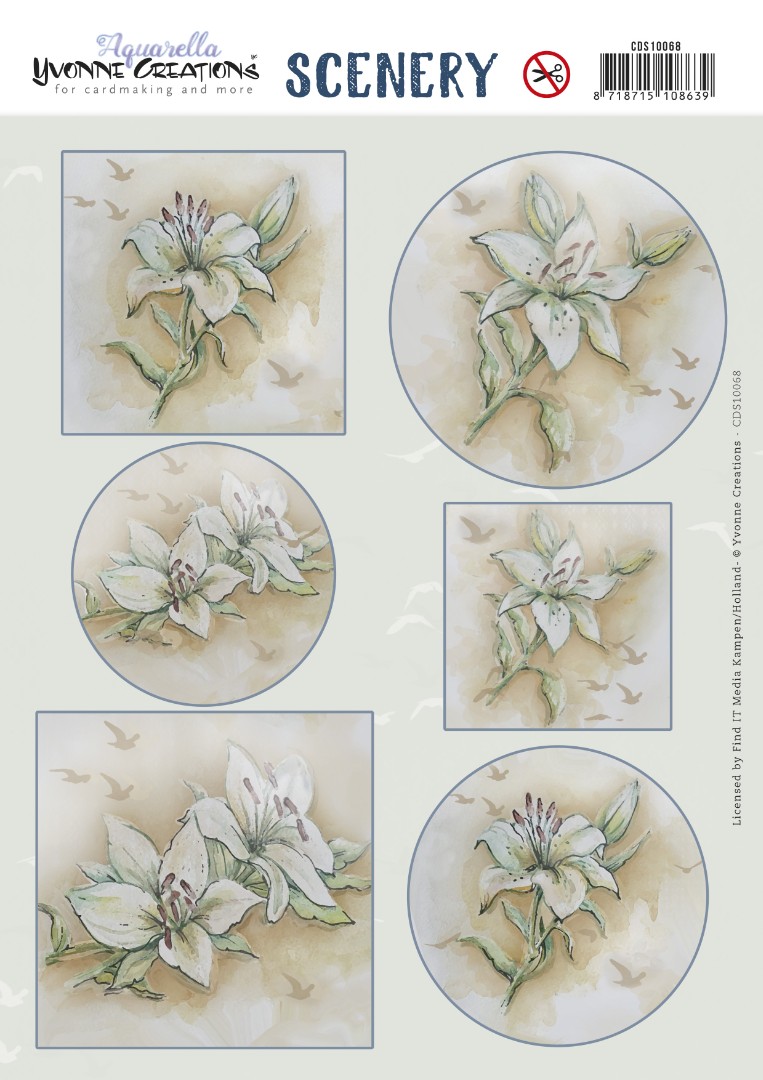 Push Out Scenery - Yvonne Creations - Aquarella - White Lily Push Out Scenery - Yvonne Creations - Aquarella - White Lily