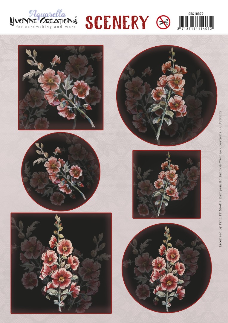 Push Out Scenery - Yvonne Creations - Aquarella - Hollyhock Push Out Scenery - Yvonne Creations - Aquarella - Hollyhock