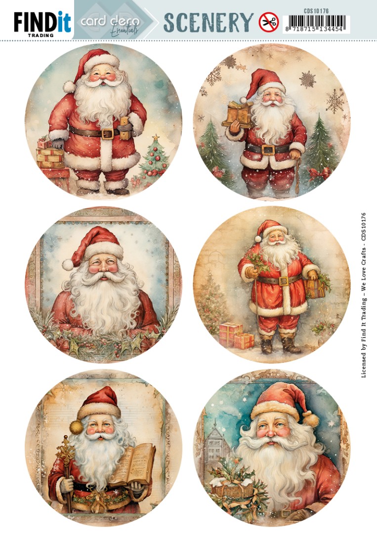 Push Out Scenery - Card Deco Essentials - Santa Round