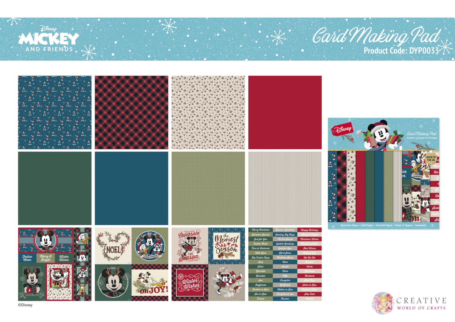 Mickey and  Minnie Mouse - Christmas Card Making 8x8 Pad