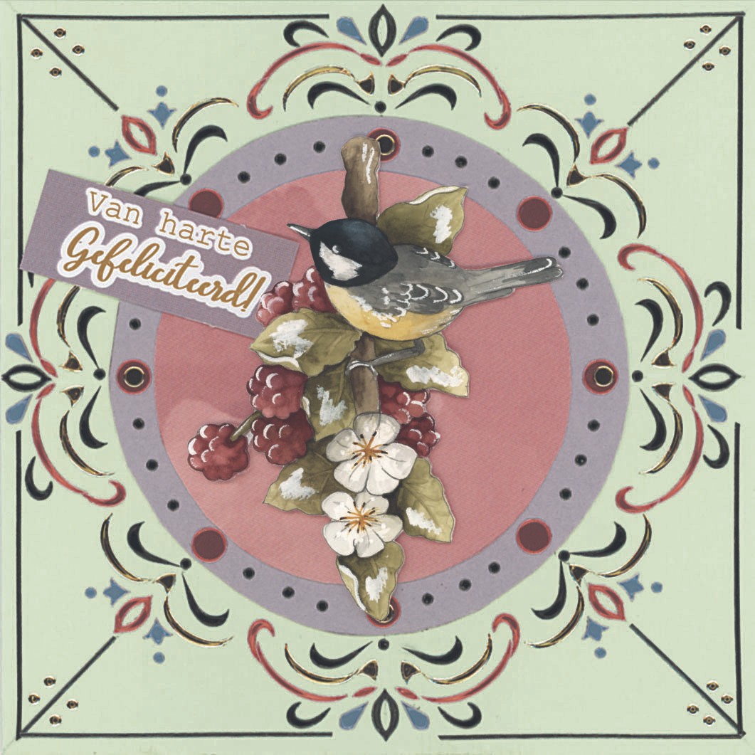 3D Push Out Sheet - Precious Marieke - Birds and Berries - Raspberries