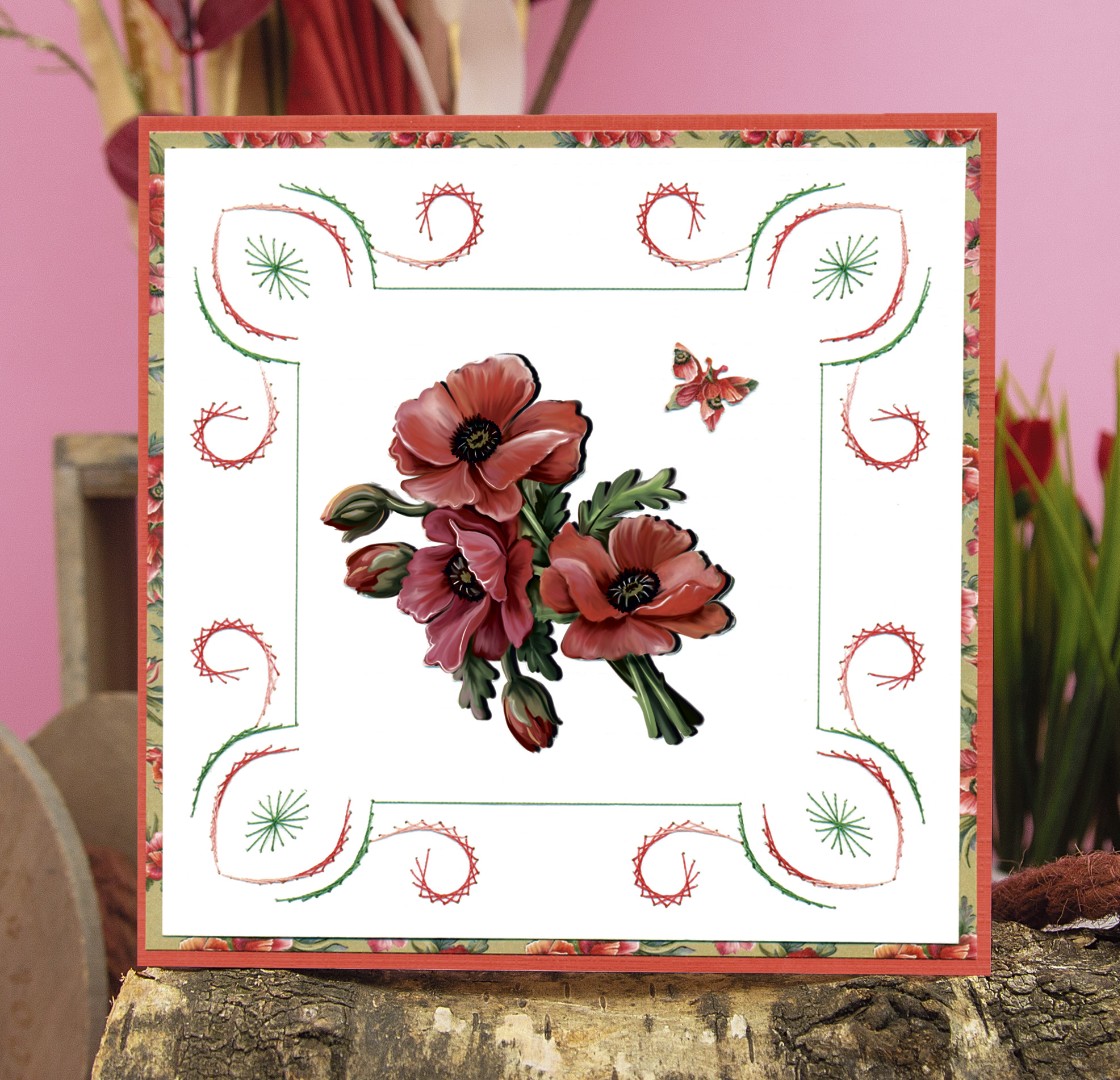 3D Push Out - Amy Design - Roses Are Red - Poppies