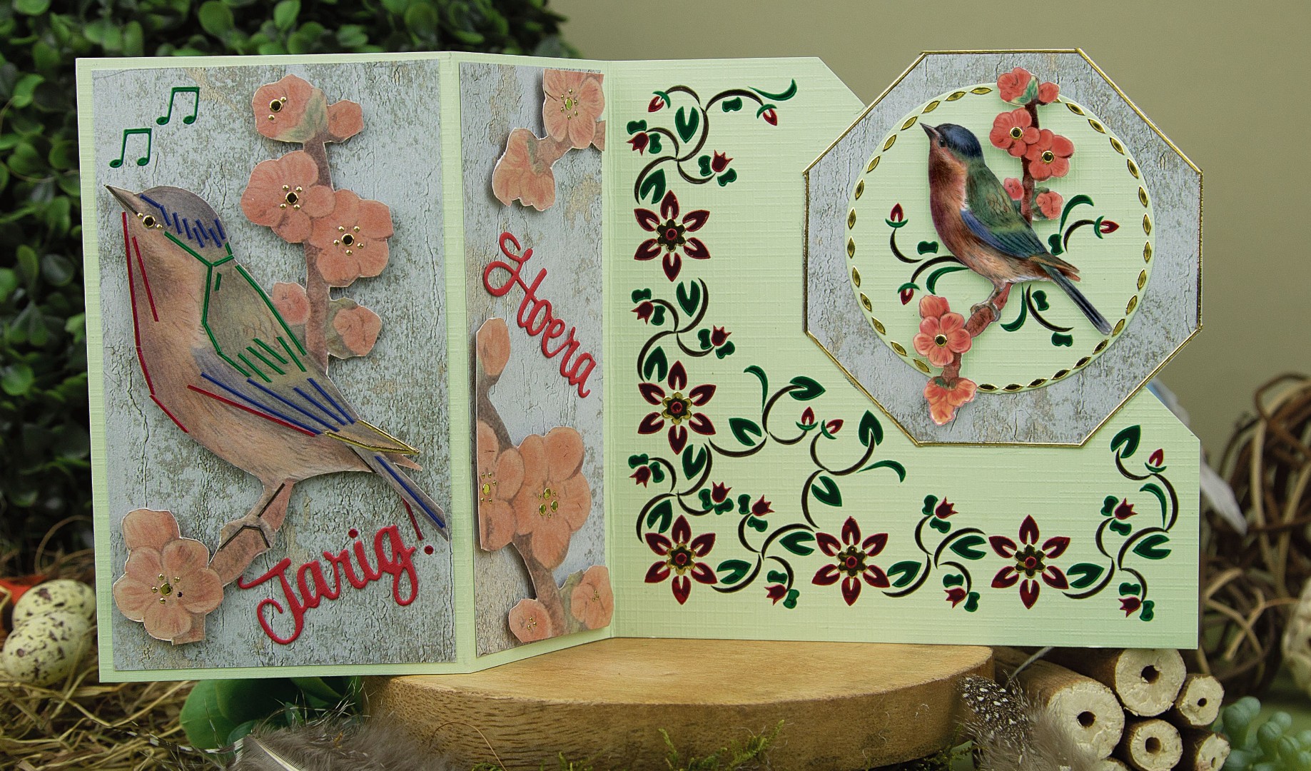 3D Push Out - Jeanine's Art - Vintage Birds - Stone Bird House