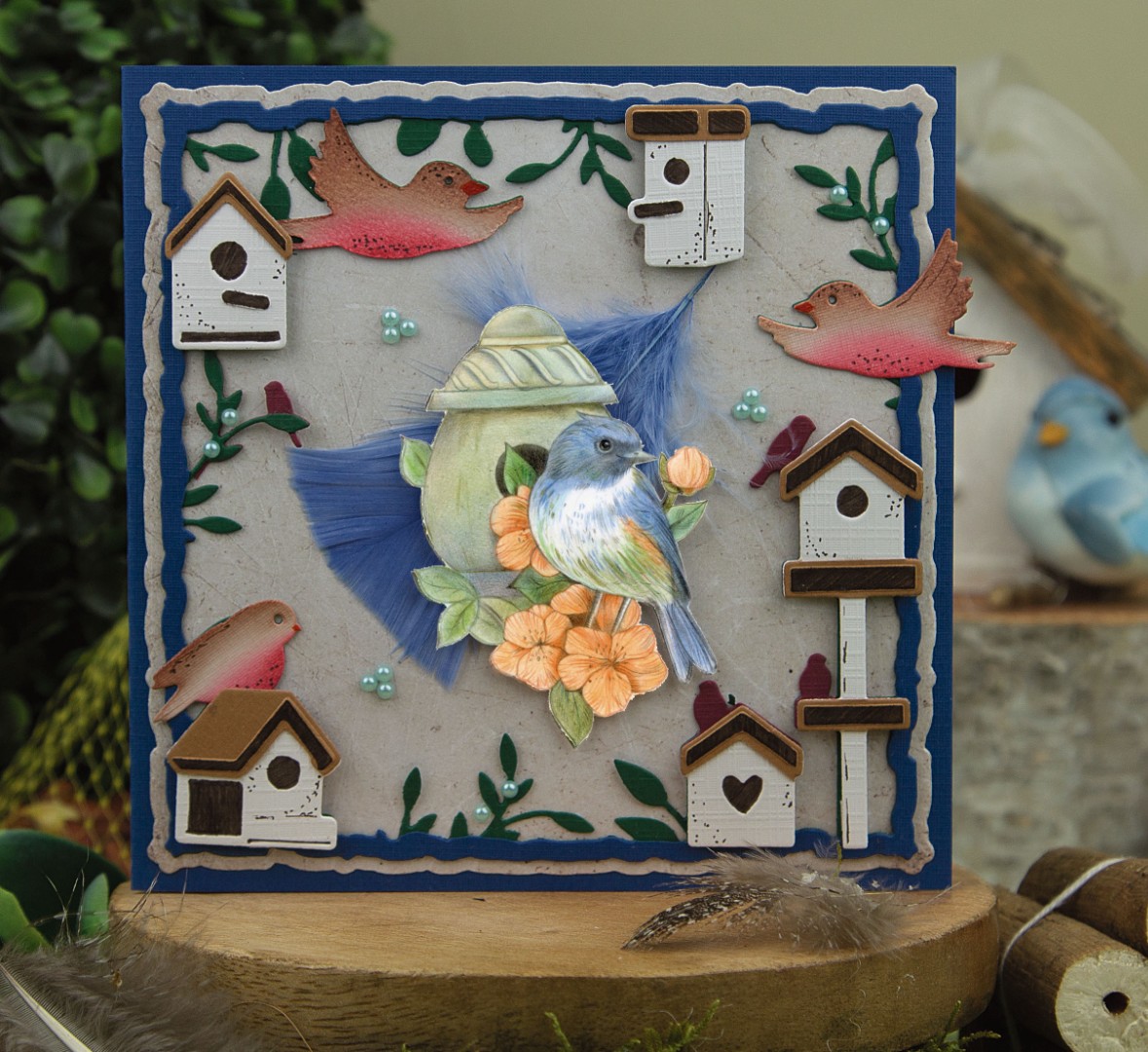 3D Push Out - Jeanine's Art - Vintage Birds - Stone Bird House