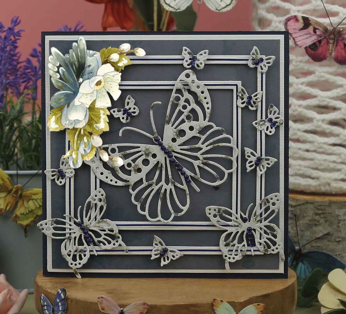3D Push Out - Precious Marieke - Beautiful Butterfly - Blue