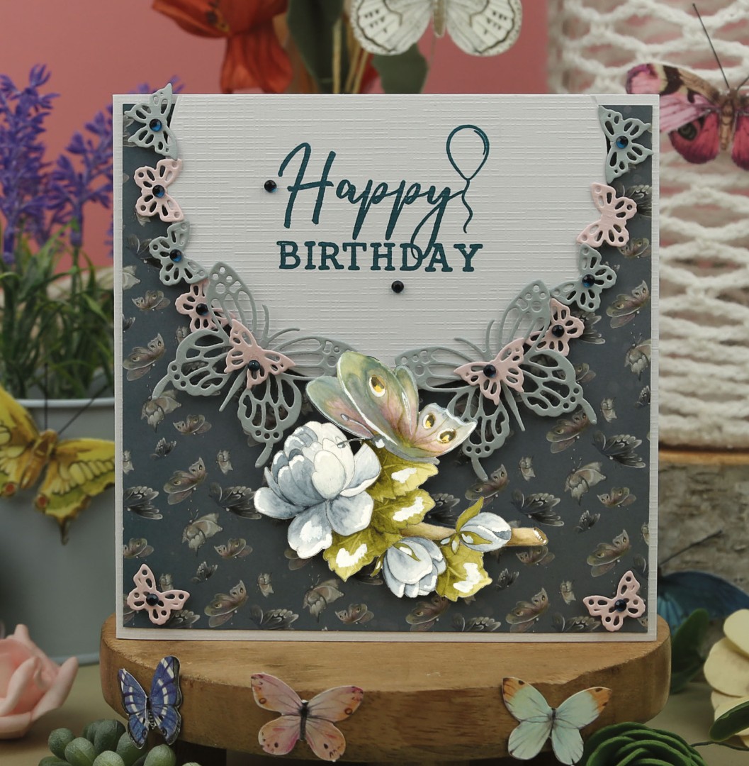 3D Push Out - Precious Marieke - Beautiful Butterfly - Blue