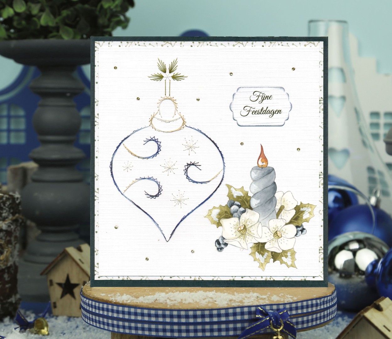 3D Push Out - Precious Marieke - Christmas Blues - Blue Candles