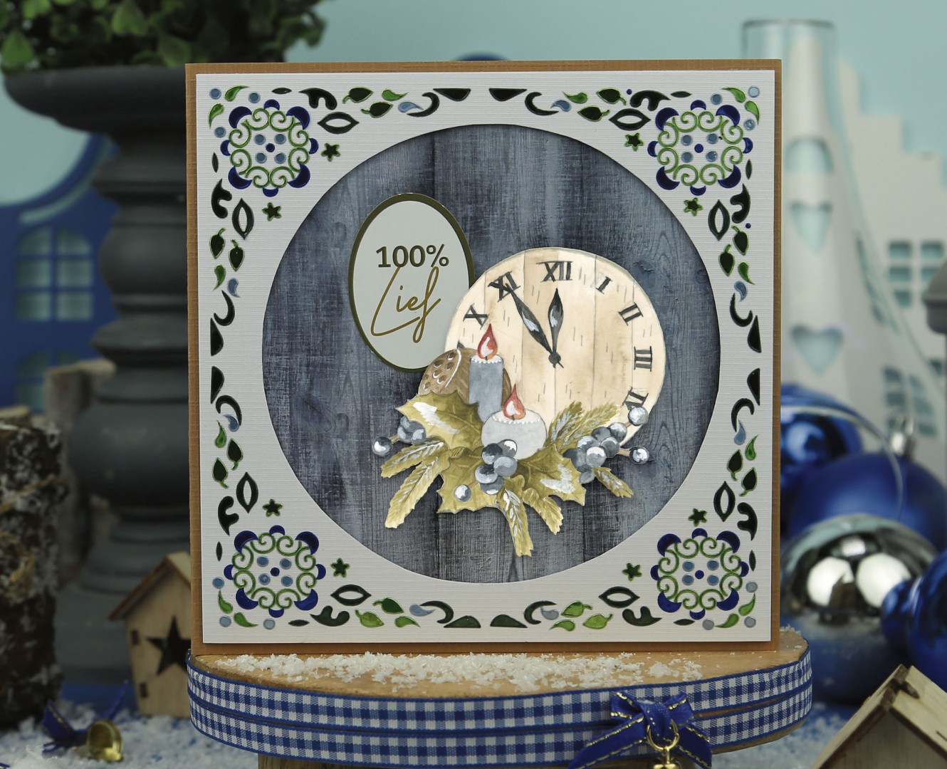 3D Push Out - Precious Marieke - Christmas Blues - Blue Clock