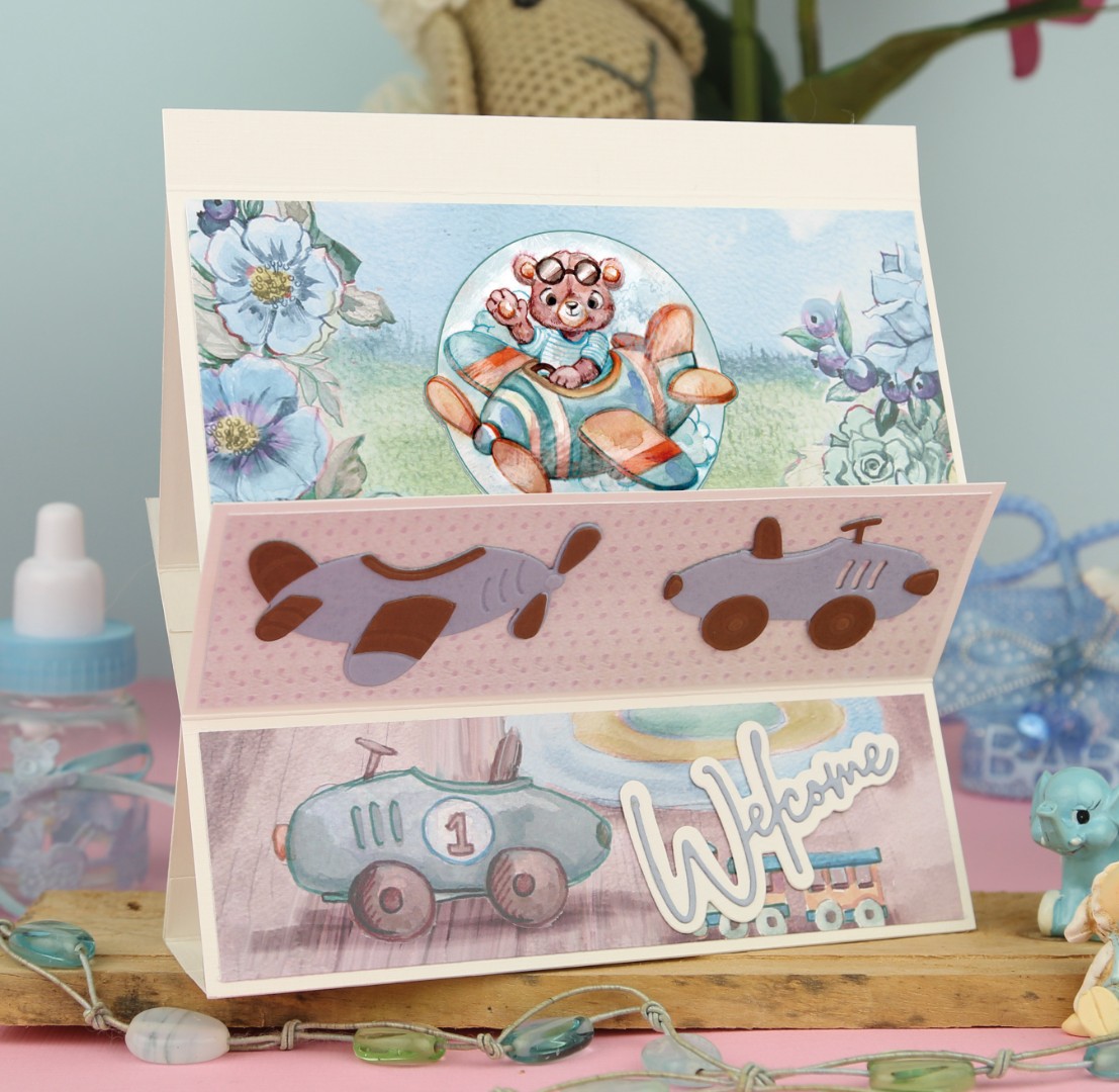 3D Push Out - Yvonne Creations - Hello World - Playing Teddybear