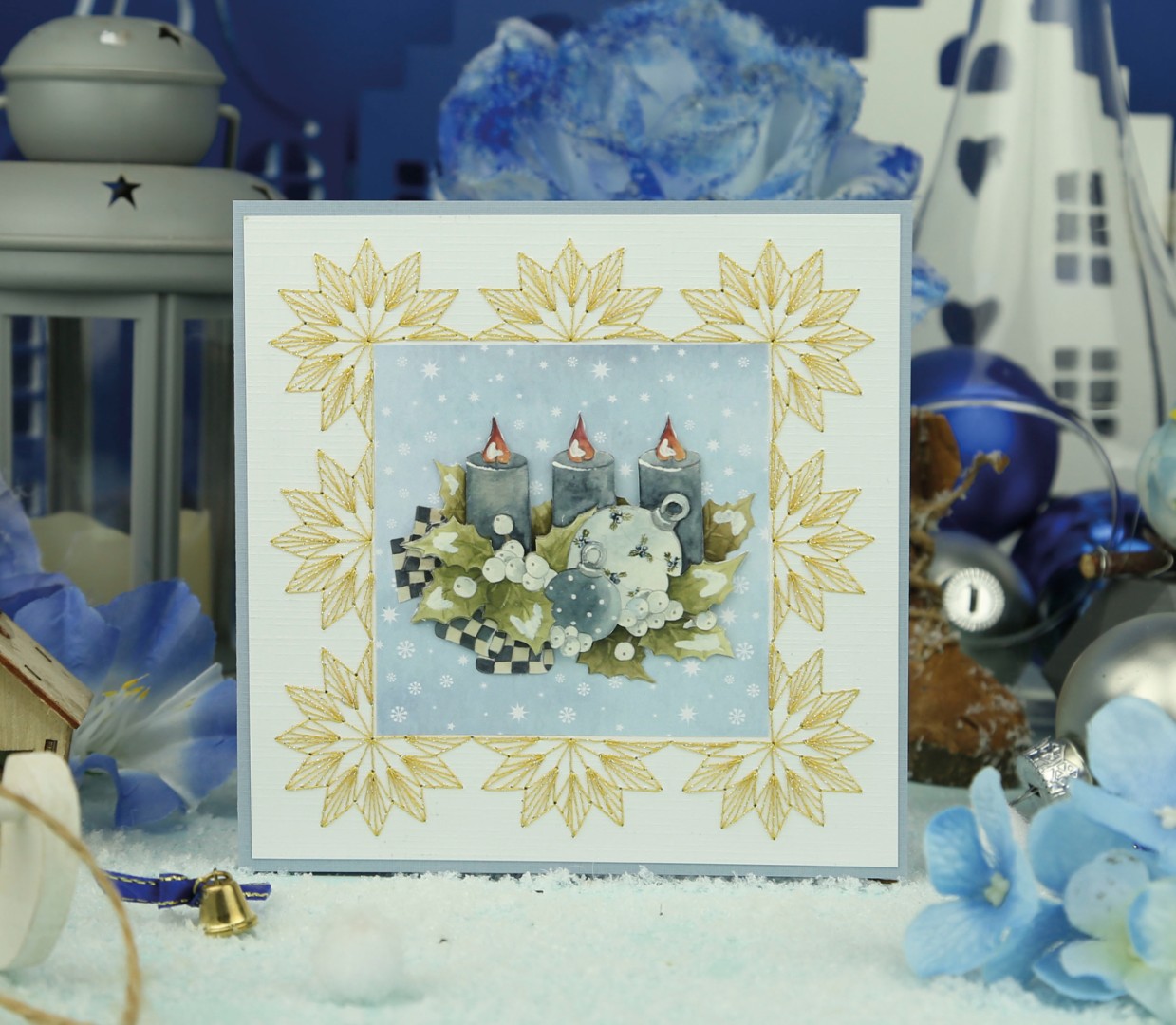 3D Cutting Sheet - Precious Marieke - Christmas Blues - Blue Candles