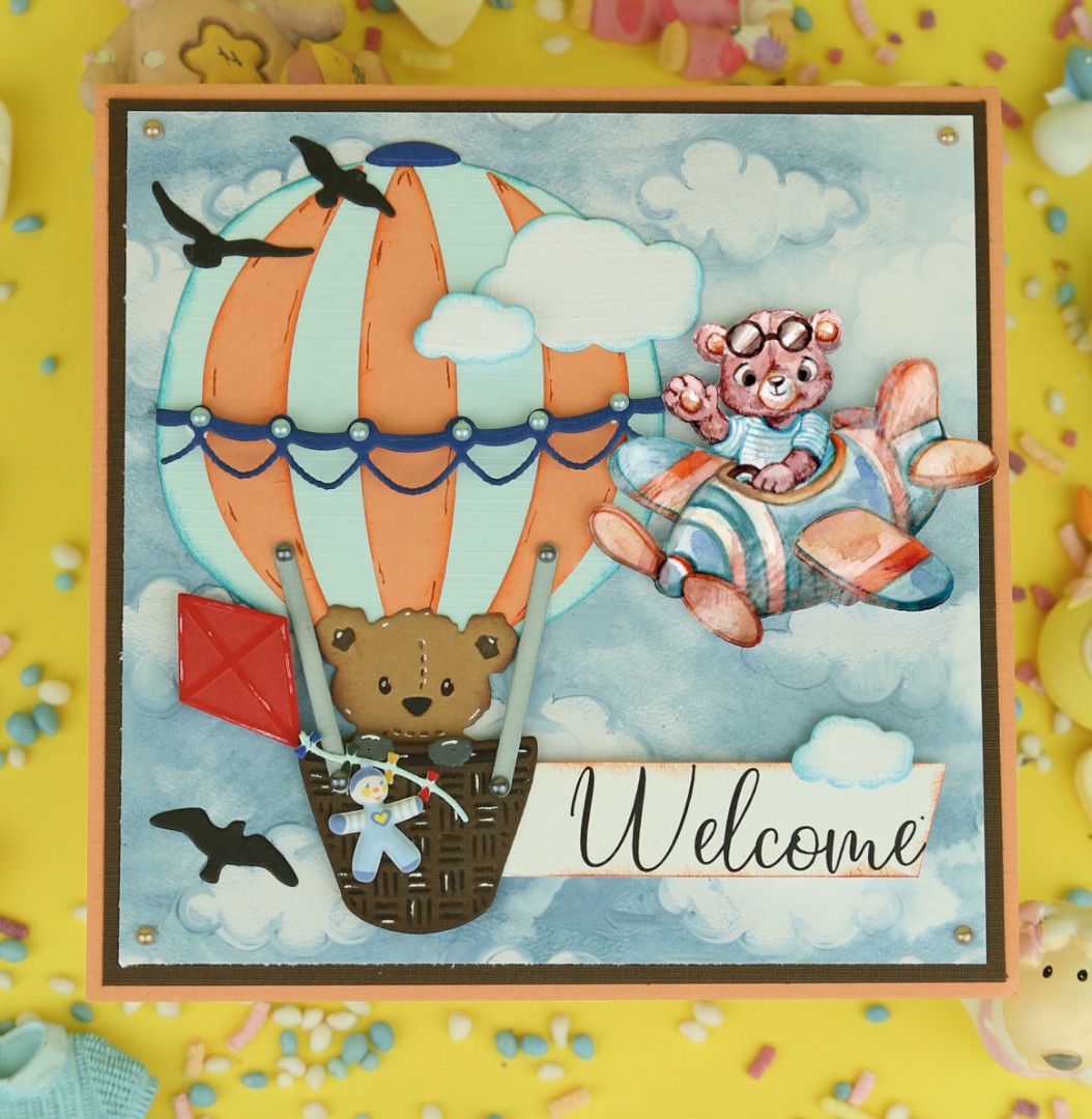 3D Push Out - Yvonne Creations - Hello World - Playing Teddybear