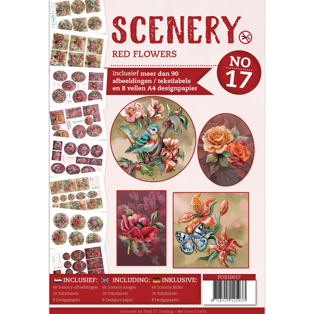 Push Out book Scenery 17 - Red Flowers Push Out book Scenery 17 - Red Flowers