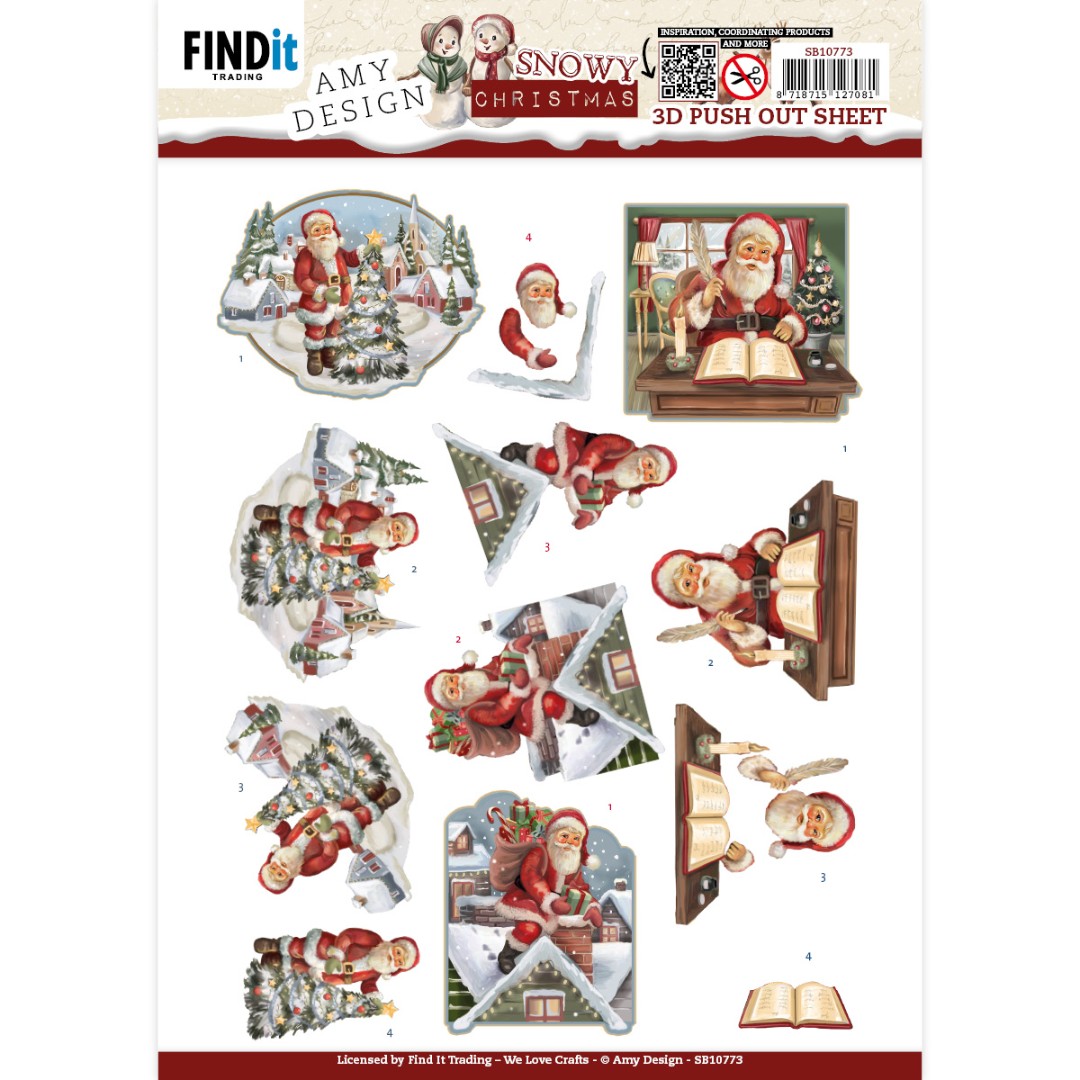 3D Push-Out - Amy Design - Snowy Christmas - Snowy Santa 3D Push-Out - Amy Design - Snowy Christmas - Snowy Santa