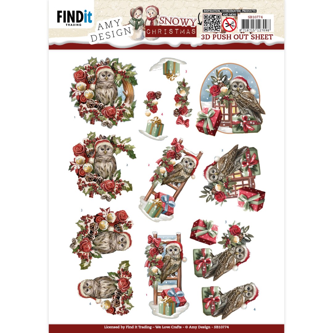 3D Push-Out - Amy Design - Snowy Christmas - Snowy Owl 3D Push-Out - Amy Design - Snowy Christmas - Snowy Owl