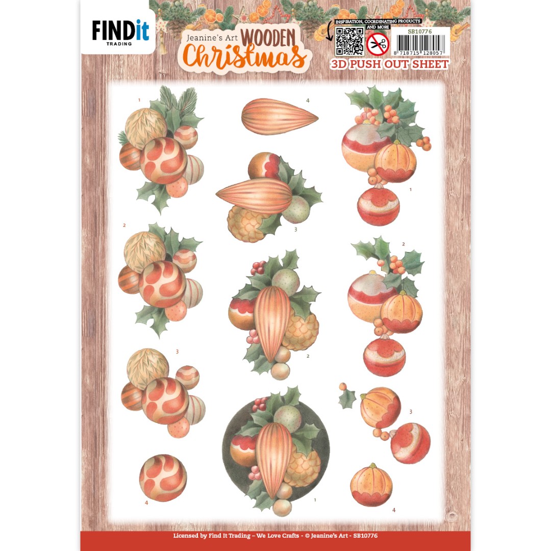 3D Push-Out - Jeanine's Art - Wooden Christmas - Orange Baubles 3D Push-Out - Jeanine's Art - Wooden Christmas - Orange Baubles
