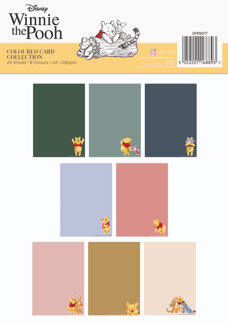 The Winnie the Pooh - Coloured Card A4 Pack