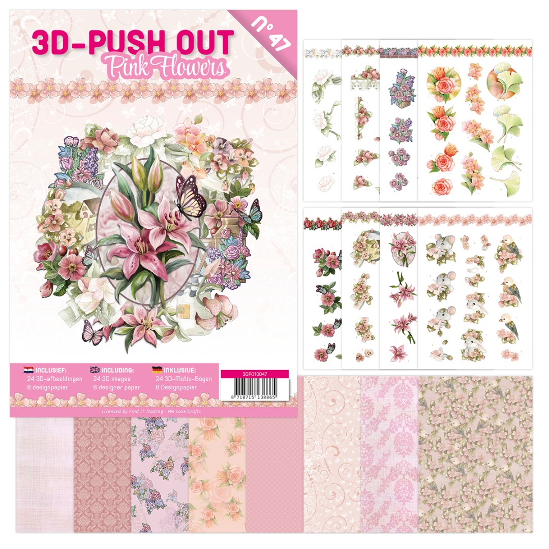 3D Push-Out Book 47 - Pink Flowers 3D Push-Out Book 47 - Pink Flowers