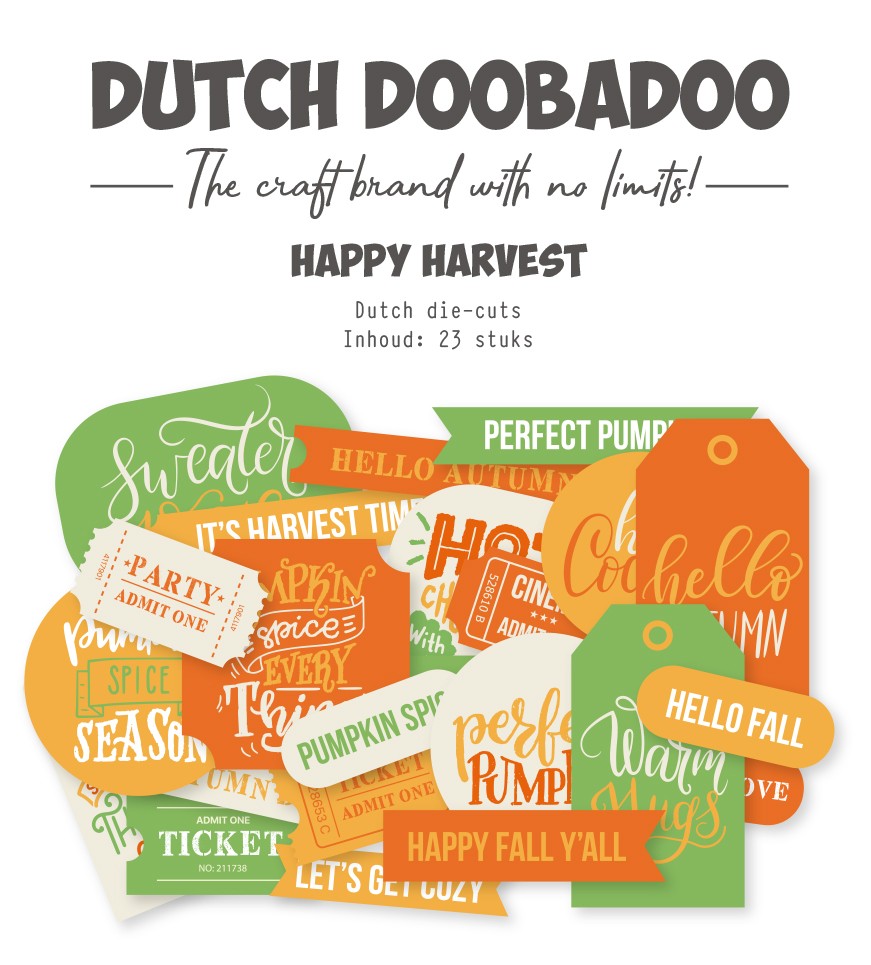 Die-cuts - DDBD - Happy Harvest - Sentiments - 23 pcs Die-cuts - DDBD - Happy Harvest - Sentiments - 23 pcs