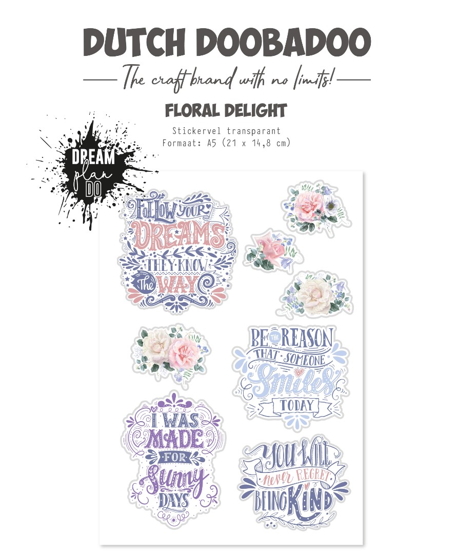 Transparante sticker - DDBD - Floral Delight - A5 Transparante sticker - DDBD - Floral Delight - A5
