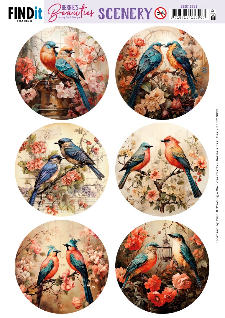 Scenery Push out - Berries Beauties - Bird Couples - Round Scenery Push out - Berries Beauties - Bird Couples - Round