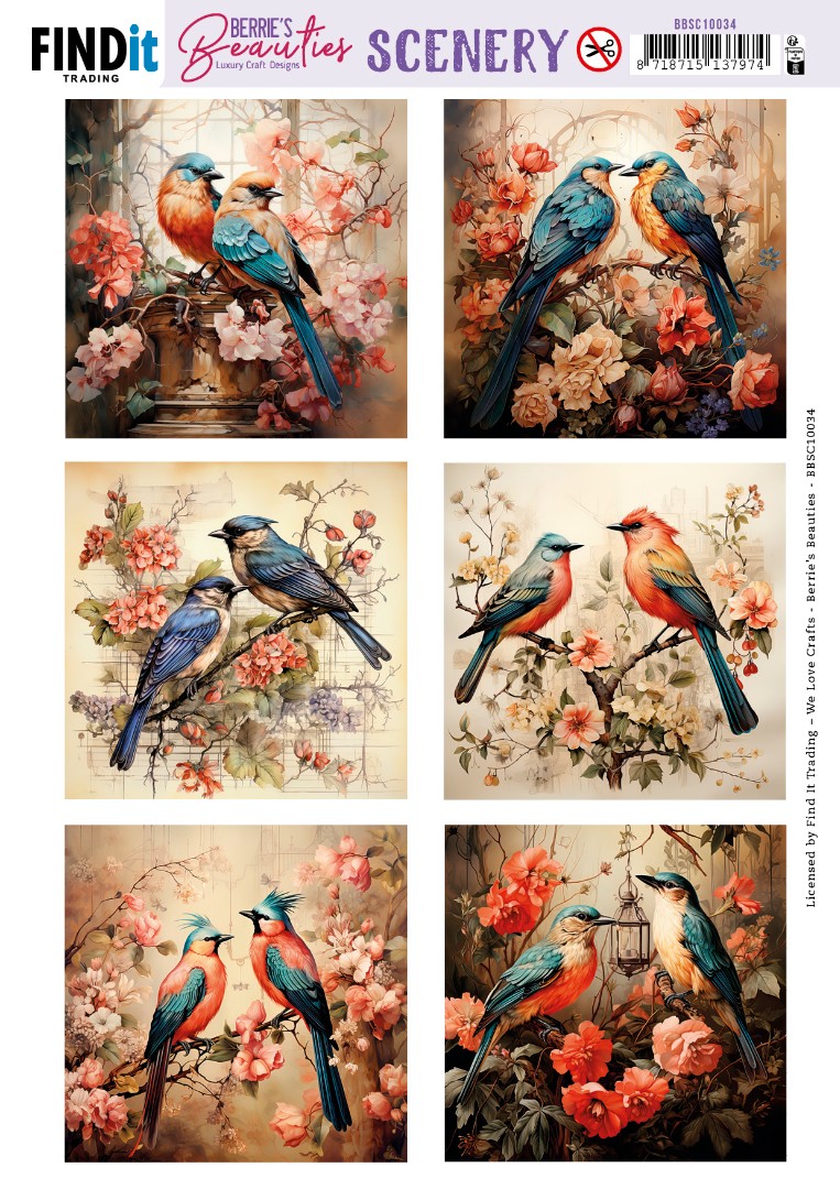 Scenery Push out - Berries Beauties - Bird Couples - Square Scenery Push out - Berries Beauties - Bird Couples - Square