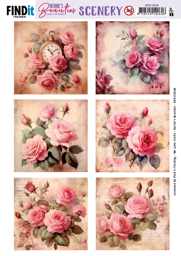Push-Out Scenery - Berries Beauties - Pink Roses - Square Push-Out Scenery - Berries Beauties - Pink Roses - Square