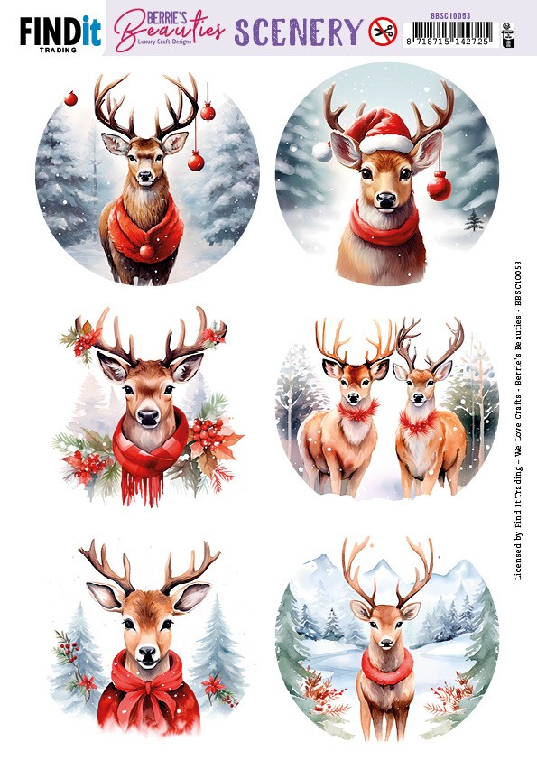 Push-Out Scenery - Berries Beauties - Deer- Round Push-Out Scenery - Berries Beauties - Deer- Round