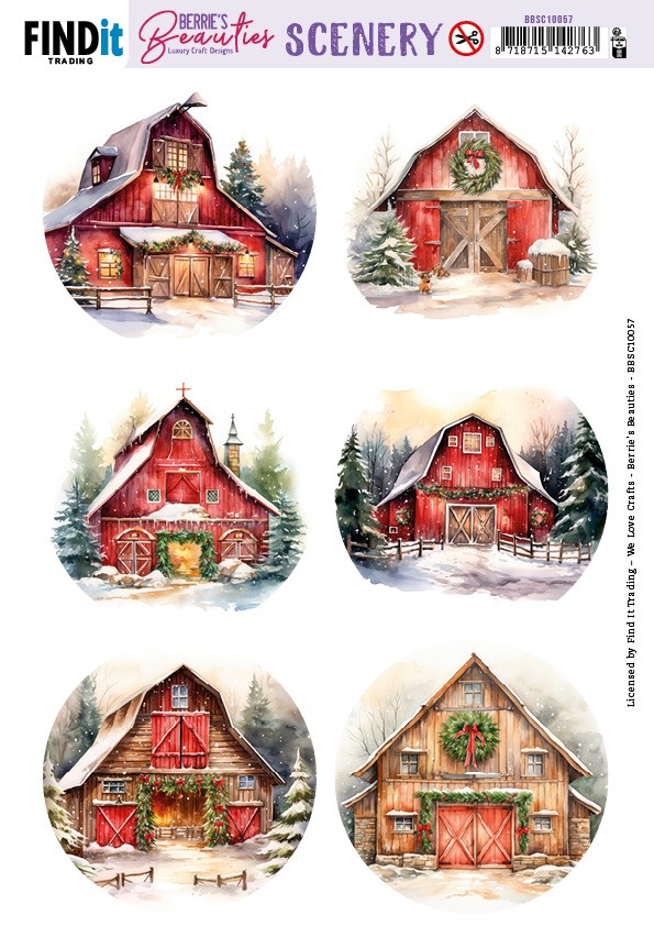 Push-Out Scenery - Berries Beauties - Barn - Round Push-Out Scenery - Berries Beauties - Barn - Round