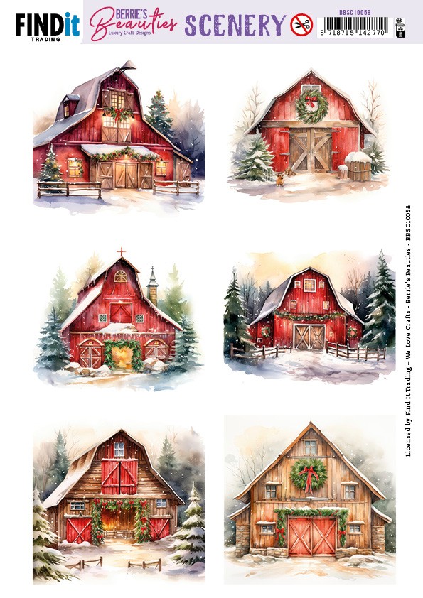 Push-Out Scenery - Berries Beauties - Barn - Square Push-Out Scenery - Berries Beauties - Barn - Square