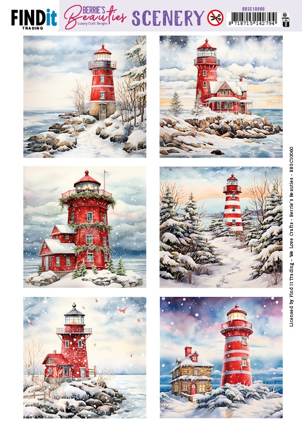 Push-Out Scenery - Berries Beauties - Snowy Lighthouse - Square Push-Out Scenery - Berries Beauties - Snowy Lighthouse - Square