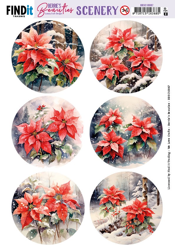 Scenery Push out - Berries Beauties - Poinsettia - Round Scenery Push out - Berries Beauties - Poinsettia - Round