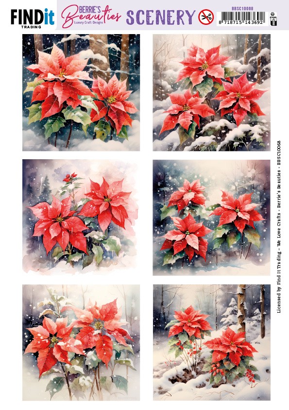 Scenery Push out - Berries Beauties - Poinsettia - Square Scenery Push out - Berries Beauties - Poinsettia - Square