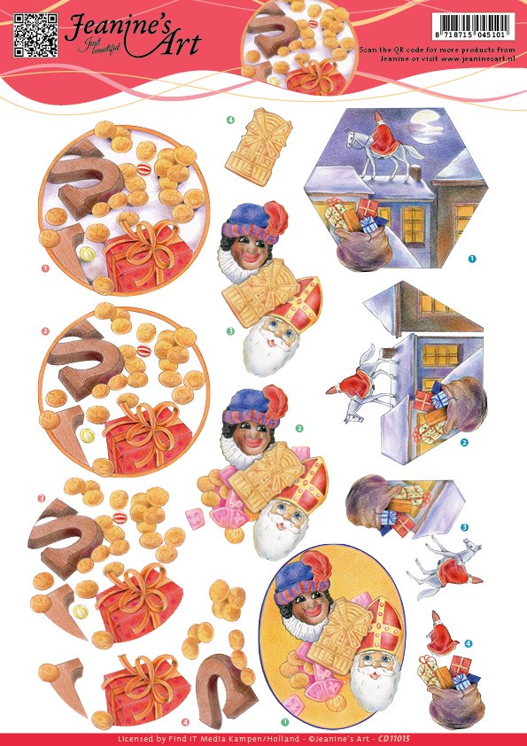 3D Cutting Sheet - Jeanines Art - Sinterklaas 3D Cutting Sheet - Jeanines Art - Sinterklaas