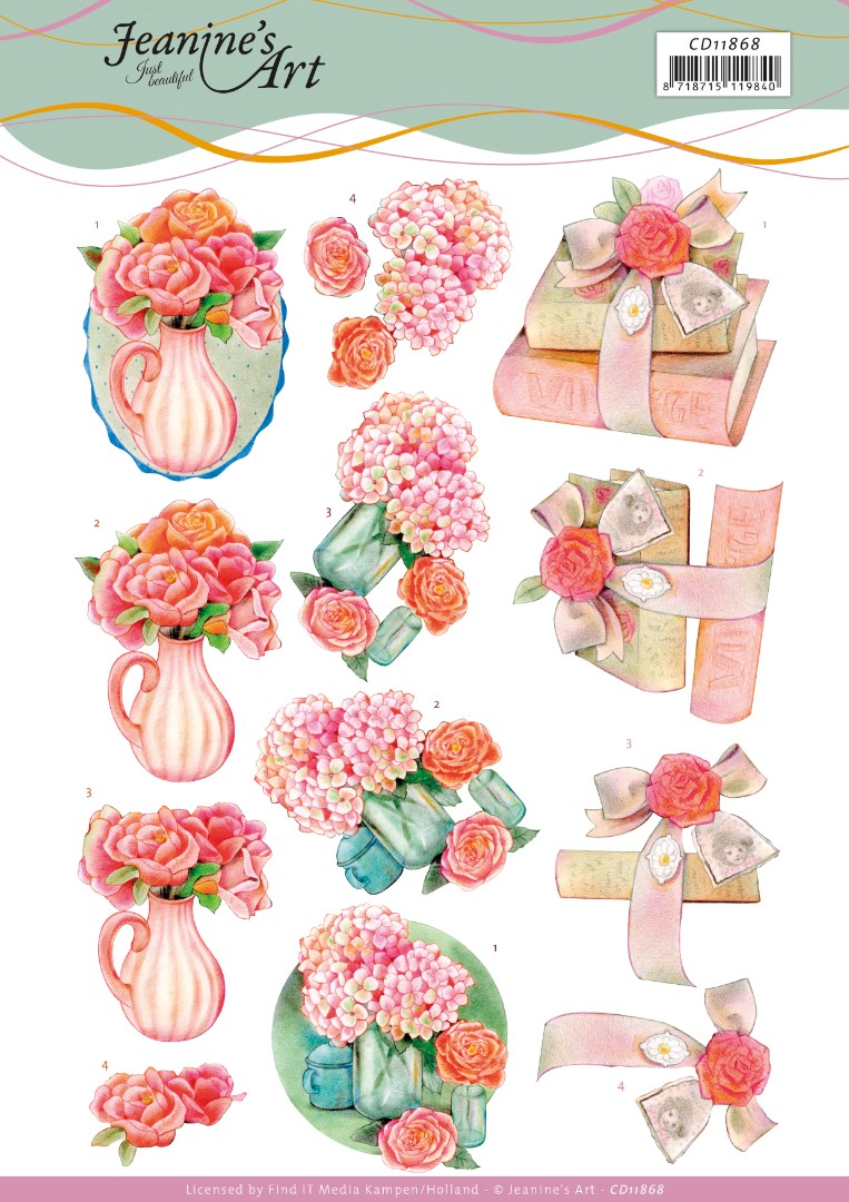 3D Cutting Sheet - Jeanine's Art - Red Flowers