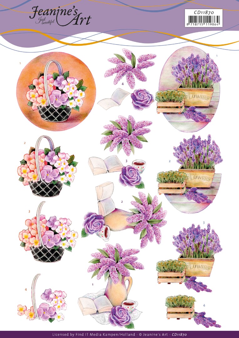 3D Cutting Sheet - Jeanine's Art - Purple Flowers