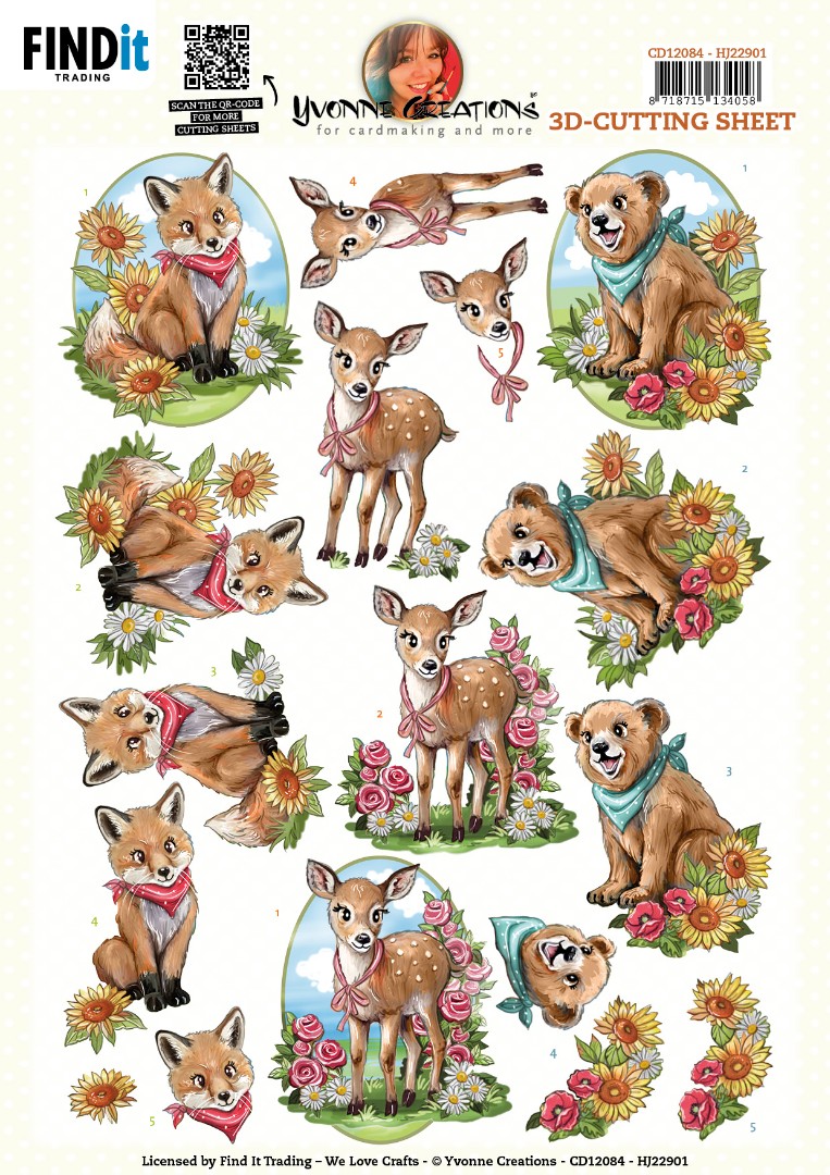 3D Cutting Sheet - Yvonne Creations - Cute Animals