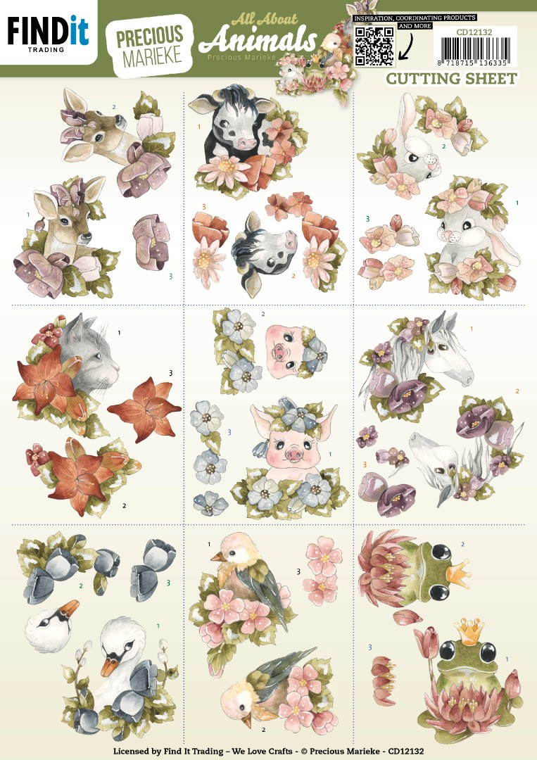 Cutting Sheets - Precious Marieke - All About Animals - Mini Cutting Sheets - Precious Marieke - All About Animals - Mini