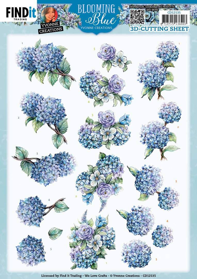 3D Cutting Sheets - Yvonne Creations - Blooming Blue - Hydrangea 3D Cutting Sheets - Yvonne Creations - Blooming Blue - Hydrangea