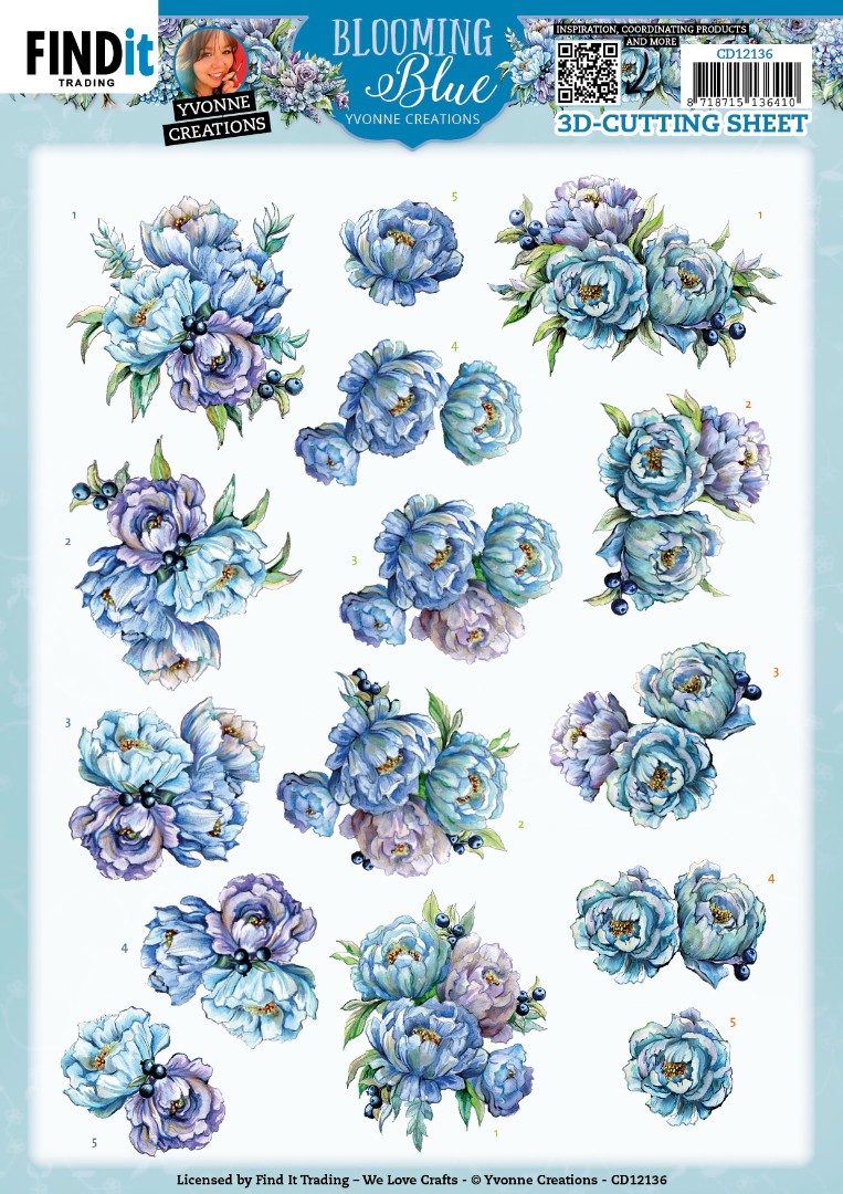 3D Cutting Sheets - Yvonne Creations - Blooming Blue - Blueberry 3D Cutting Sheets - Yvonne Creations - Blooming Blue - Blueberry