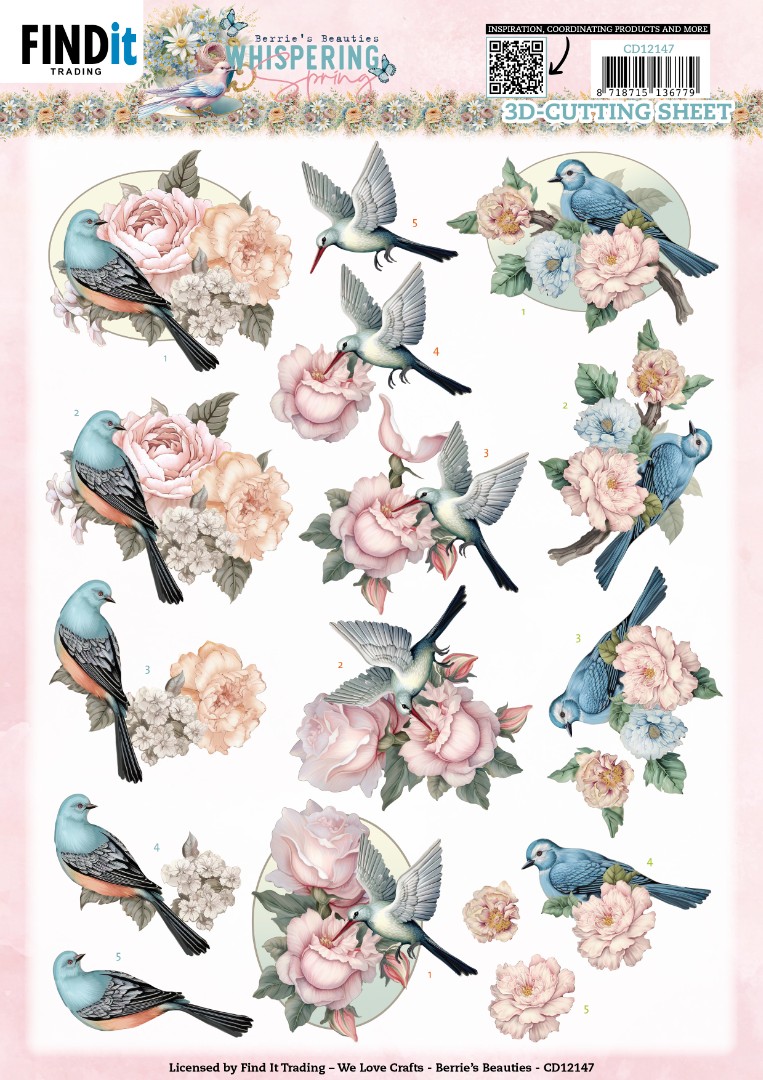 3D Cutting Sheet - Beeren-Schönheiten, Schneidebogen, Blumen, Vögel. 3D Cutting Sheet - Beeren-Schönheiten, Schneidebogen, Blumen, Vögel.