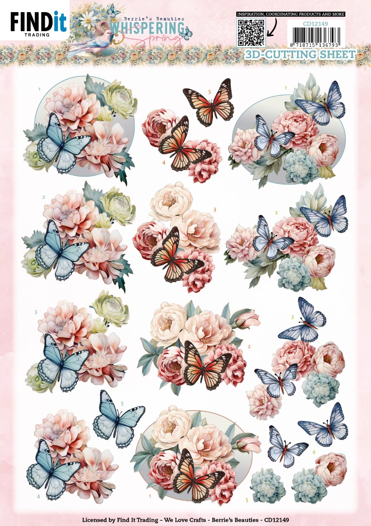 3D Cutting Sheet - Berries Beauties -Fluisterende Lente - Vlinder 3D Cutting Sheet - Berries Beauties -Fluisterende Lente - Vlinder